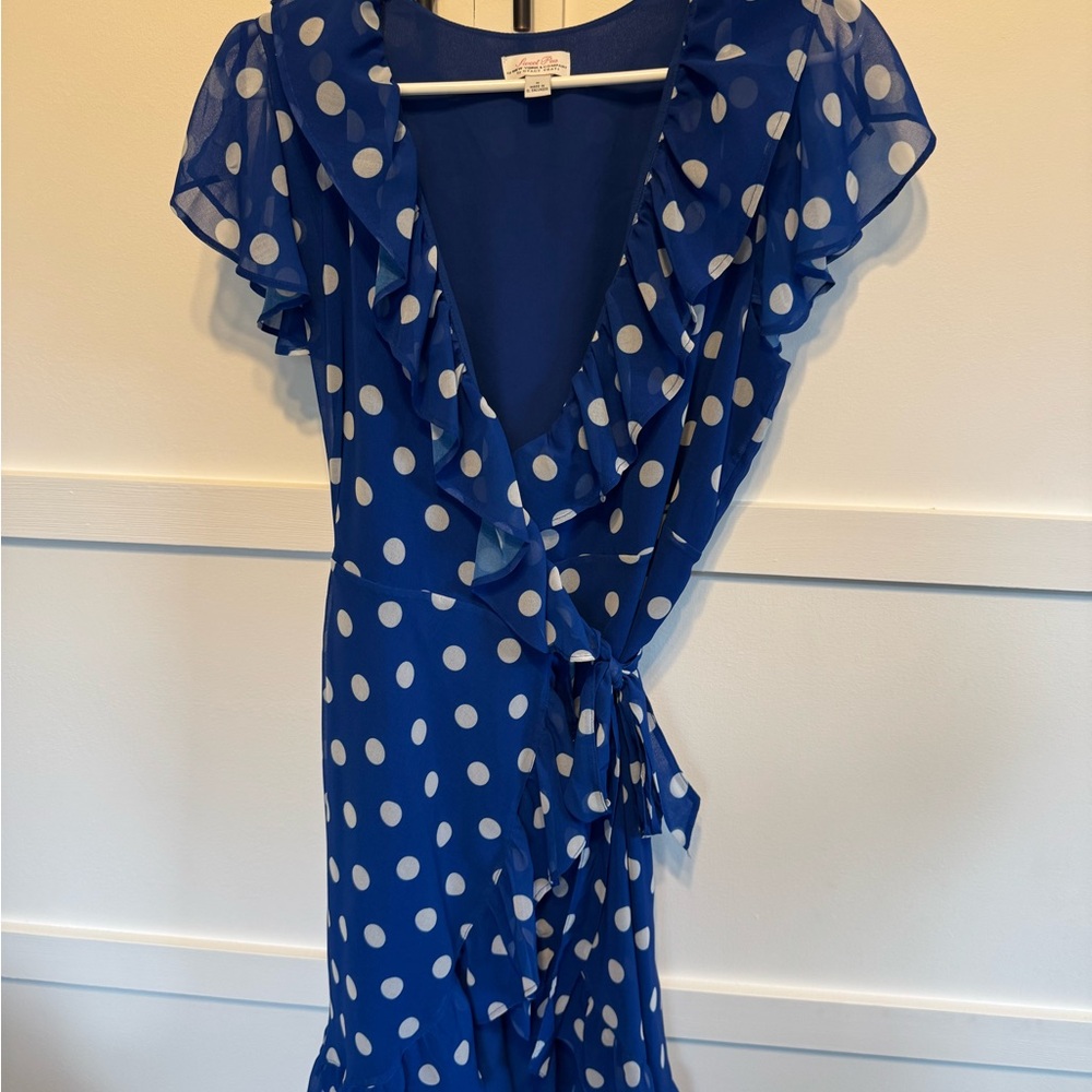 Blue Polka Dot Wrap Dress